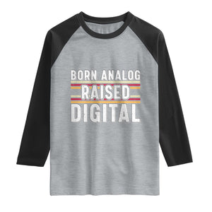Born Analog Raised Digital Raglan Shirt Vintage Sunset Retro Tech Graphic