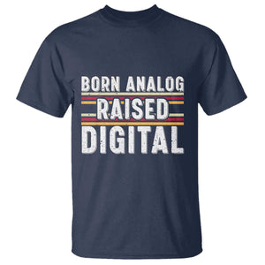 Born Analog Raised Digital T Shirt Vintage Sunset Retro Tech Graphic TS02 Navy Print Your Wear
