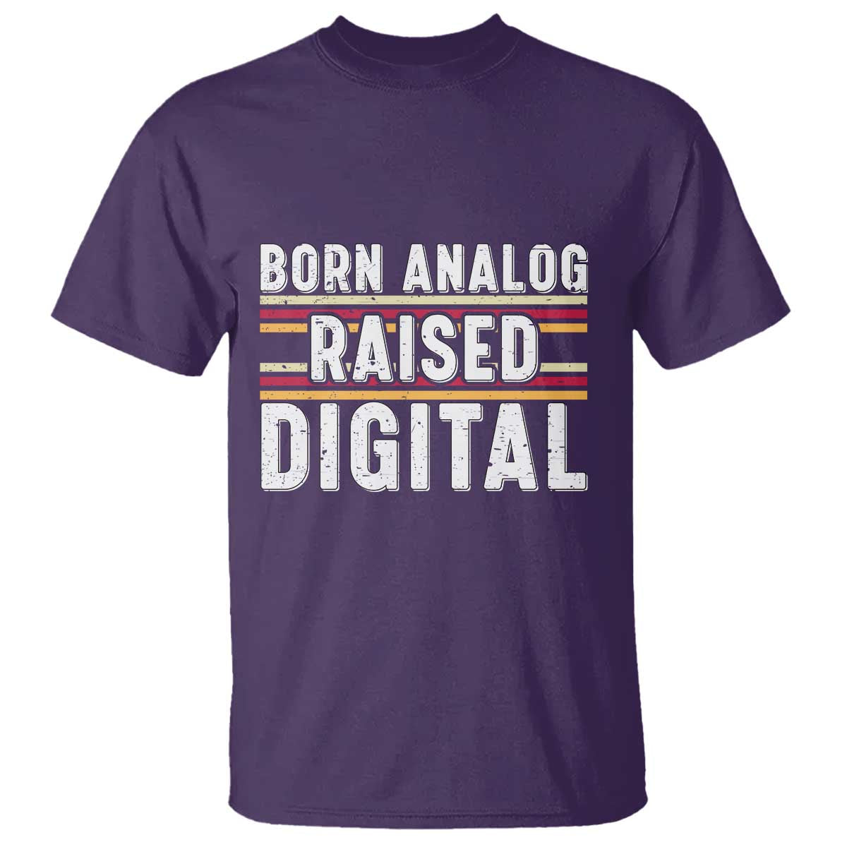 Born Analog Raised Digital T Shirt Vintage Sunset Retro Tech Graphic TS02 Purple Print Your Wear