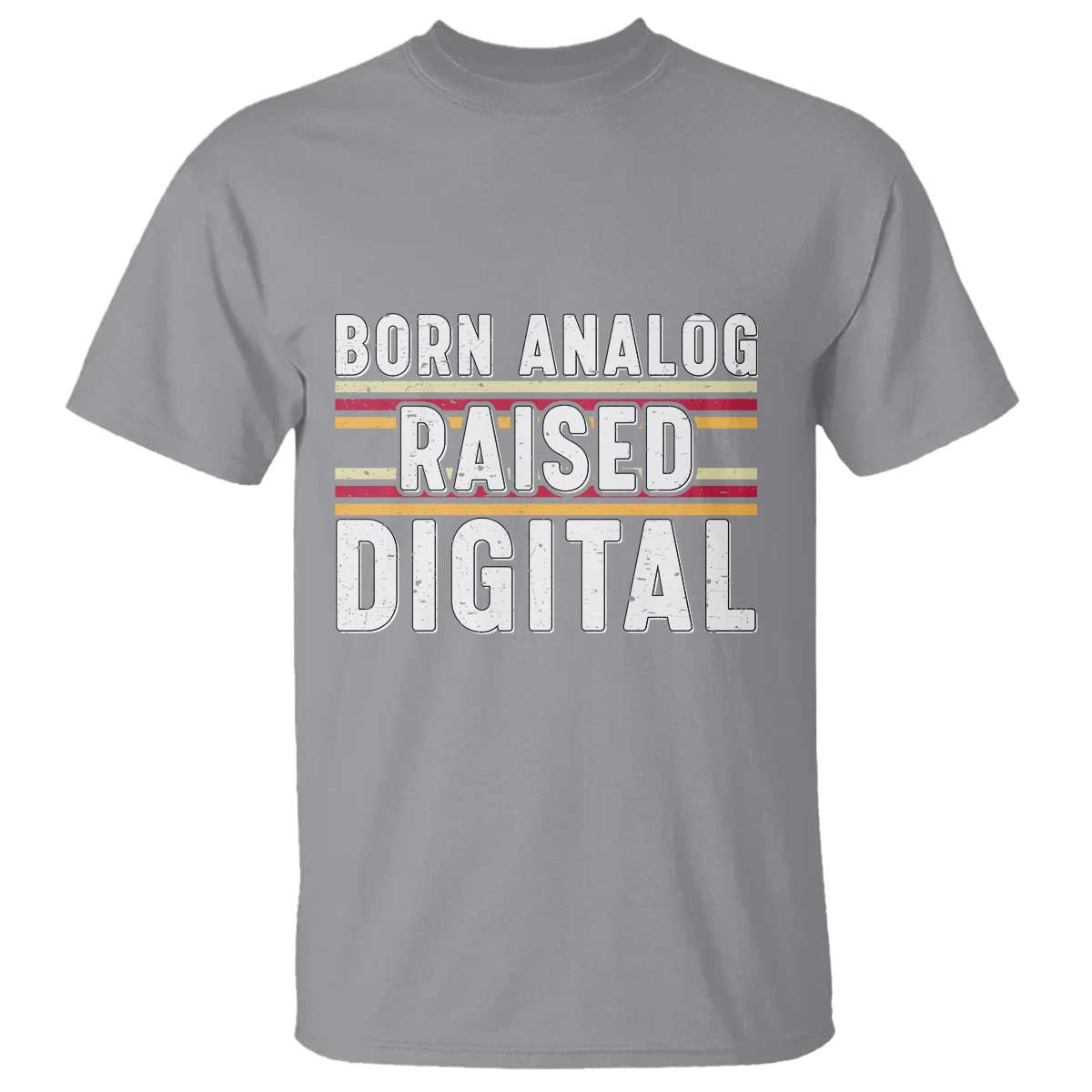 Born Analog Raised Digital T Shirt Vintage Sunset Retro Tech Graphic TS02 Sport Gray Print Your Wear