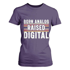 Born Analog Raised Digital T Shirt For Women Vintage Sunset Retro Tech Graphic TS02 Purple Print Your Wear