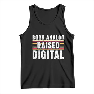Born Analog Raised Digital Tank Top Vintage Sunset Retro Tech Graphic