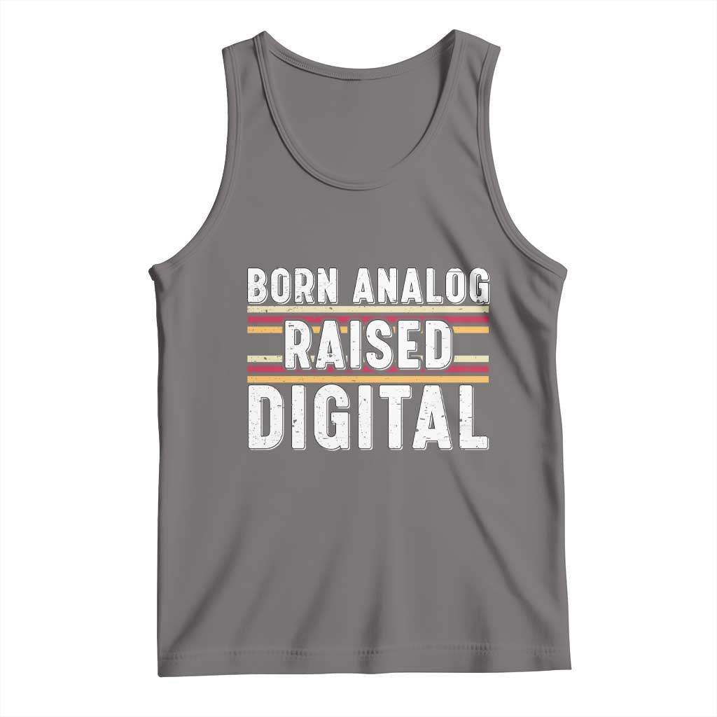 Born Analog Raised Digital Tank Top Vintage Sunset Retro Tech Graphic