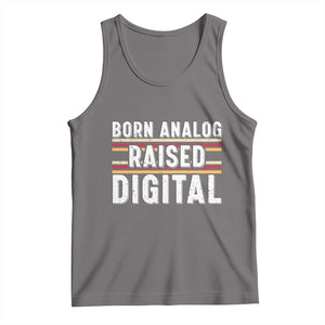 Born Analog Raised Digital Tank Top Vintage Sunset Retro Tech Graphic