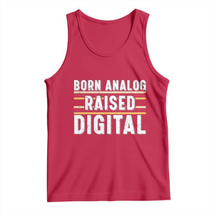 Born Analog Raised Digital Tank Top Vintage Sunset Retro Tech Graphic