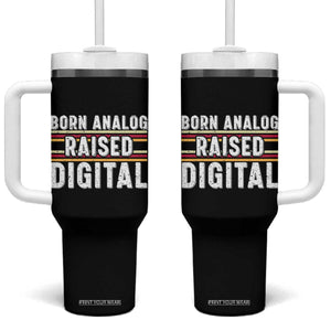 Born Analog Raised Digital Tumbler With Handle Vintage Sunset Retro Tech Graphic TS02 One Size: 40 oz Black Print Your Wear