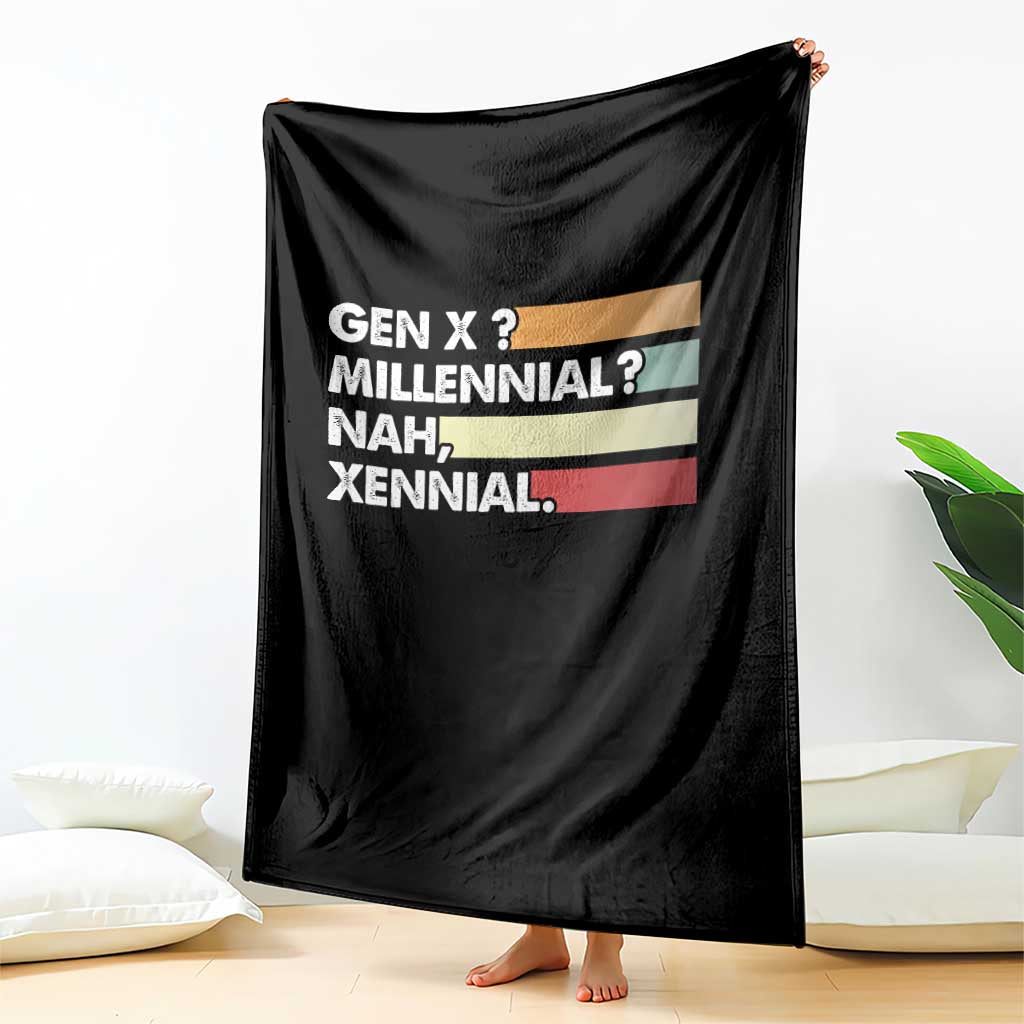 Gen X Millennial Nah Xennial Throw Blanket Retro Sunset Striped Typography Graphic TS02 Print Your Wear