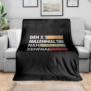 Gen X Millennial Nah Xennial Throw Blanket Retro Sunset Striped Typography Graphic TS02 Print Your Wear