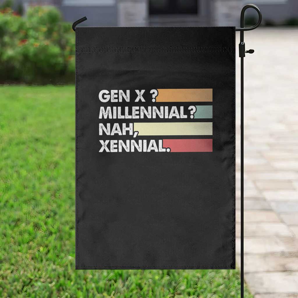 Gen X Millennial Nah Xennial Garden Flag Retro Sunset Striped Typography Graphic TS02 Print Your Wear