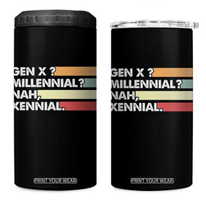 Gen X Millennial Nah Xennial 4 in 1 Can Cooler Tumbler Retro Sunset Striped Typography Graphic TS02 One Size: 16 oz Black Print Your Wear