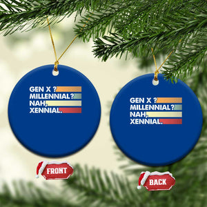 Gen X Millennial Nah Xennial Ceramic Ornament Retro Sunset Striped Typography Graphic TS02 1pc Blue Print Your Wear
