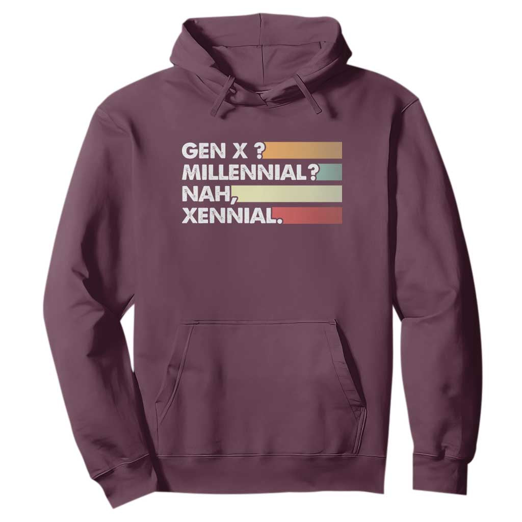 Gen X Millennial Nah Xennial Hoodie Retro Sunset Striped Typography Graphic