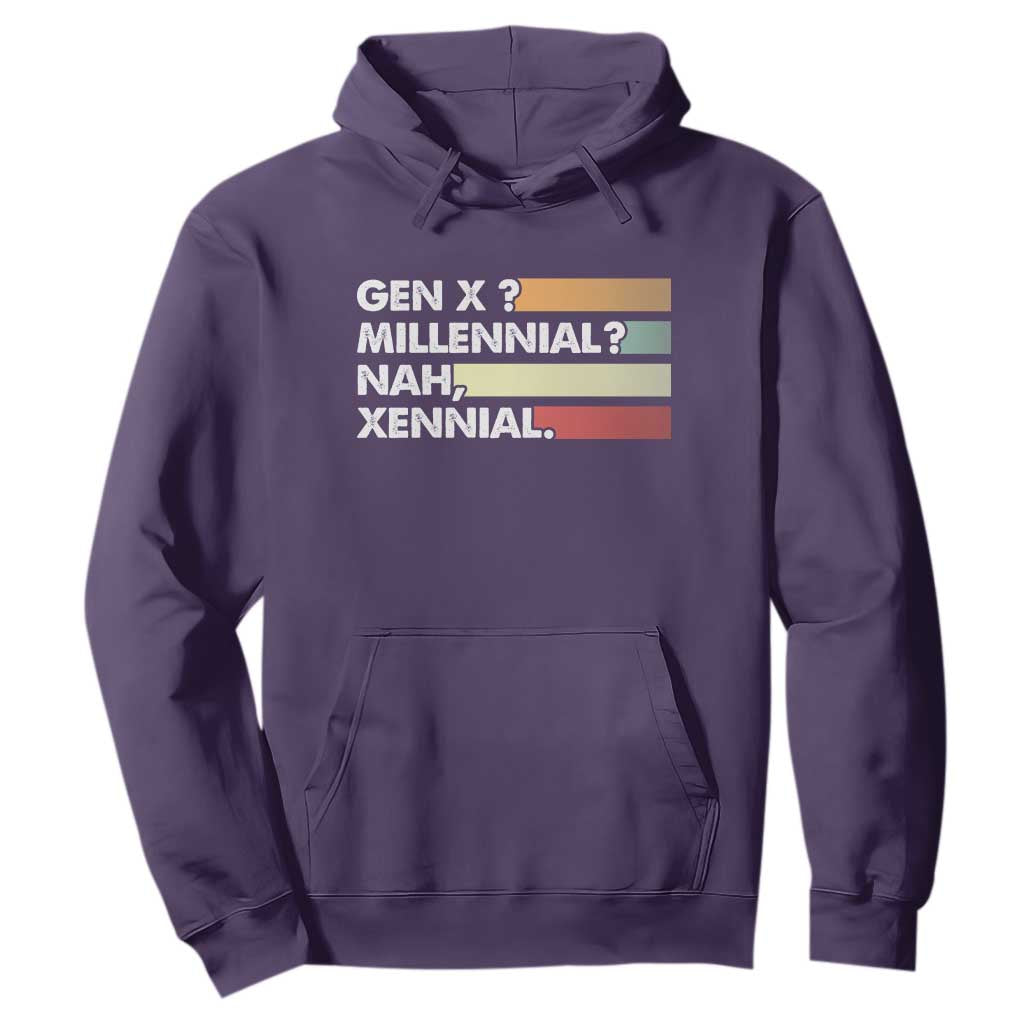 Gen X Millennial Nah Xennial Hoodie Retro Sunset Striped Typography Graphic