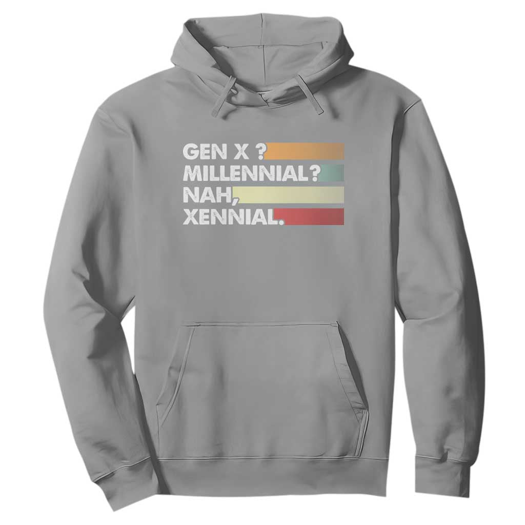 Gen X Millennial Nah Xennial Hoodie Retro Sunset Striped Typography Graphic