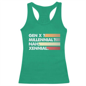 Gen X Millennial Nah Xennial Racerback Tank Top Retro Sunset Striped Typography Graphic TS02 Irish Green Print Your Wear