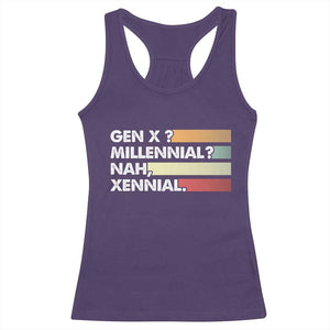 Gen X Millennial Nah Xennial Racerback Tank Top Retro Sunset Striped Typography Graphic TS02 Purple Print Your Wear
