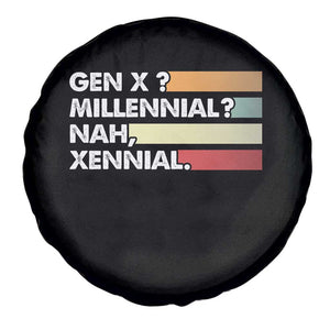 Gen X Millennial Nah Xennial Spare Tire Cover Retro Sunset Striped Typography Graphic TS02 Print Your Wear