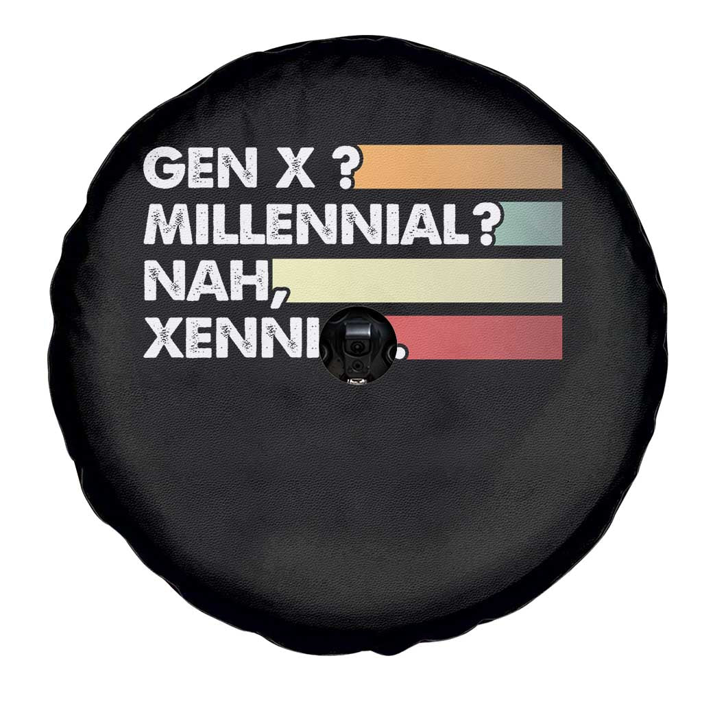 Gen X Millennial Nah Xennial Spare Tire Cover Retro Sunset Striped Typography Graphic TS02 Print Your Wear