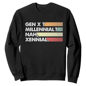 Gen X Millennial Nah Xennial Sweatshirt Retro Sunset Striped Typography Graphic