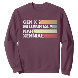 Gen X Millennial Nah Xennial Sweatshirt Retro Sunset Striped Typography Graphic