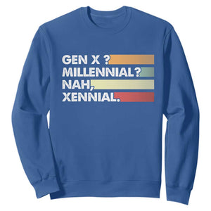 Gen X Millennial Nah Xennial Sweatshirt Retro Sunset Striped Typography Graphic