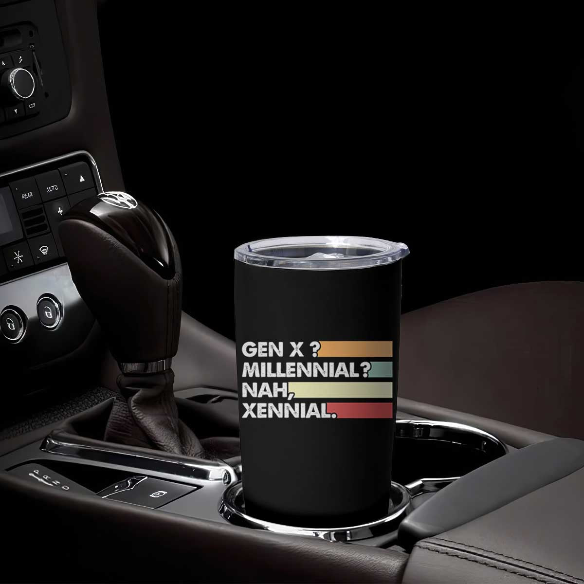 Gen X Millennial Nah Xennial Tumbler Cup Retro Sunset Striped Typography Graphic
