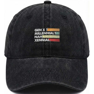 Gen X Millennial Nah Xennial Washed Cotton Baseball Cap Retro Sunset Striped Typography Graphic TS02 Print Your Wear