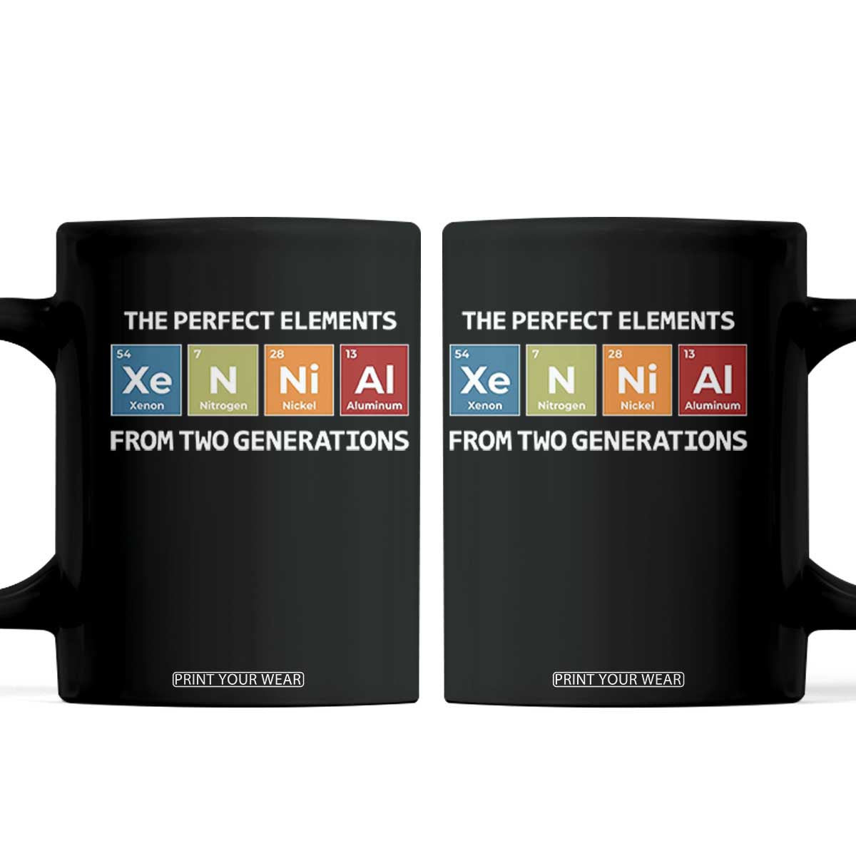 Xennial The Perfect Elements From Two Generations Coffee Mug Periodic Table Science Graphic
