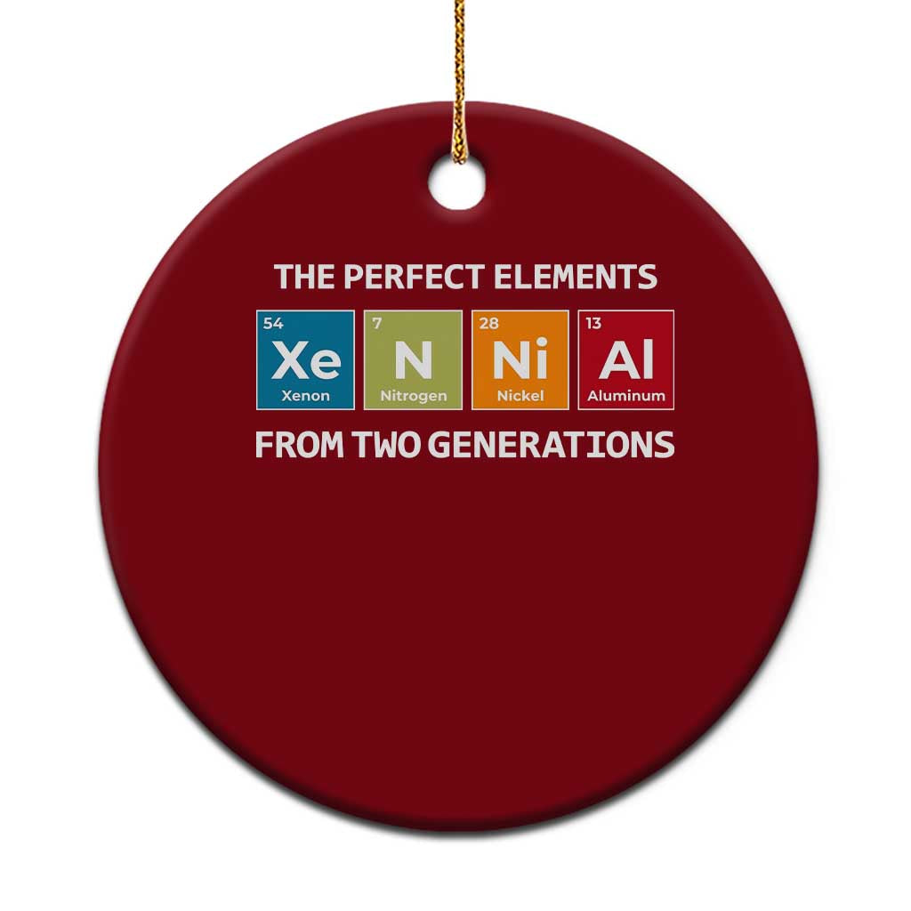 Xennial The Perfect Elements From Two Generations Ceramic Ornament Periodic Table Science Graphic TS02 1pc Red Print Your Wear