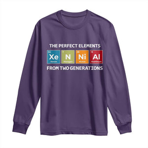 Xennial The Perfect Elements From Two Generations Long Sleeve Shirt Periodic Table Science Graphic TS02 Purple Print Your Wear