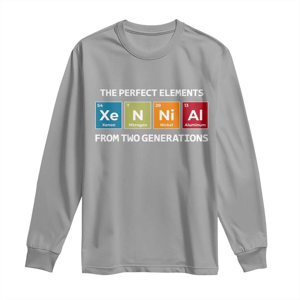 Xennial The Perfect Elements From Two Generations Long Sleeve Shirt Periodic Table Science Graphic TS02 Sport Gray Print Your Wear