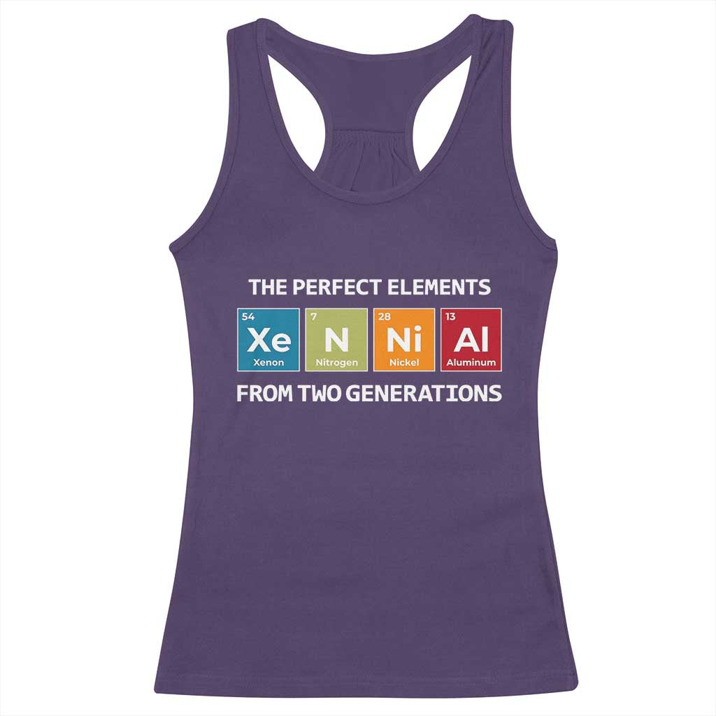 Xennial The Perfect Elements From Two Generations Racerback Tank Top Periodic Table Science Graphic TS02 Purple Print Your Wear