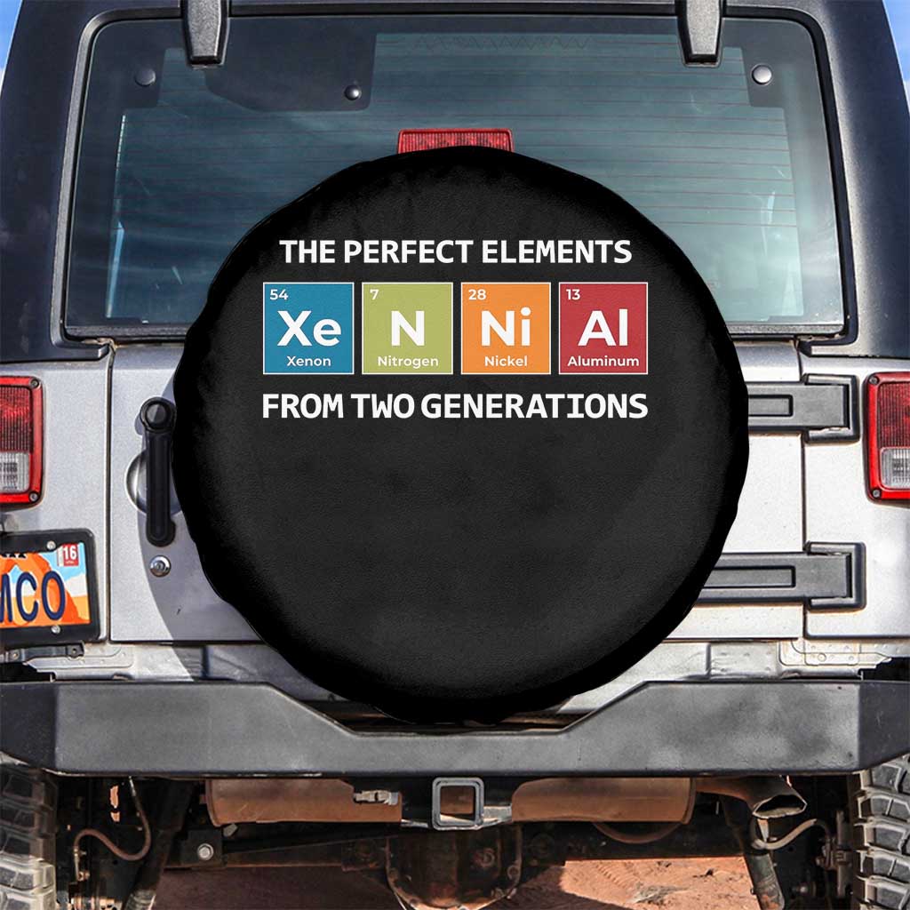 Xennial The Perfect Elements From Two Generations Spare Tire Cover Periodic Table Science Graphic TS02 No hole Black Print Your Wear