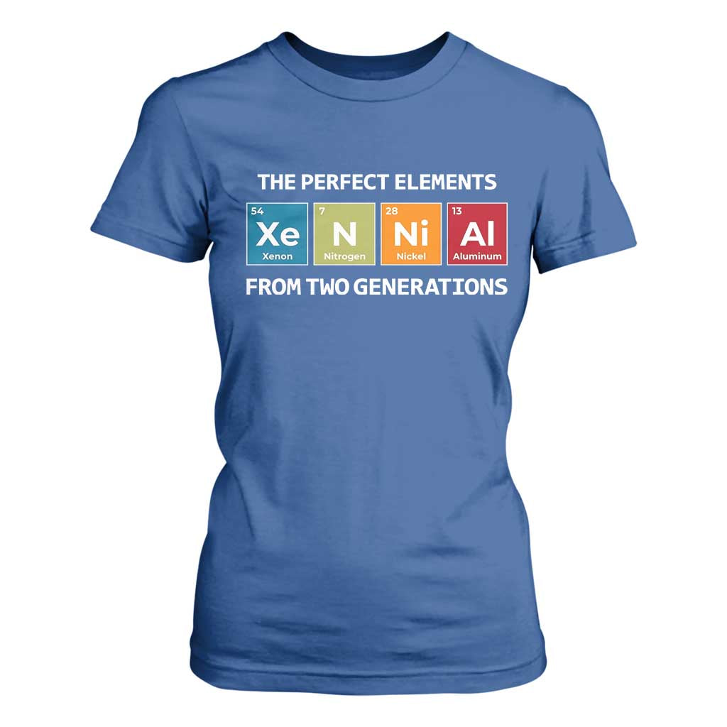 Xennial The Perfect Elements From Two Generations T Shirt For Women Periodic Table Science Graphic TS02 Royal Blue Print Your Wear