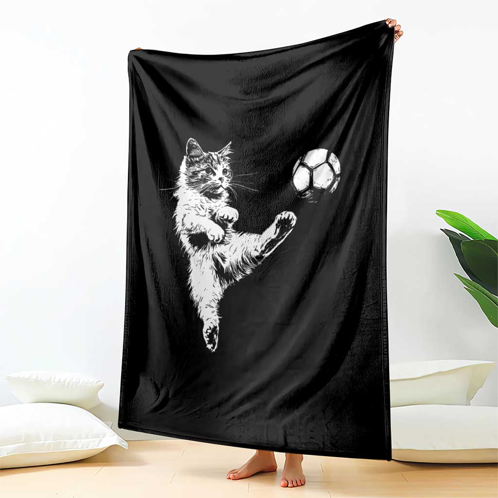 Vintage Sketch Soccer Cat Graphic Throw Blanket Kitten Kicking Football Sports Lover TS02 Print Your Wear