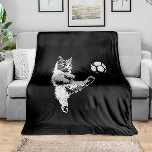 Vintage Sketch Soccer Cat Graphic Throw Blanket Kitten Kicking Football Sports Lover TS02 Print Your Wear