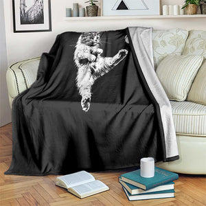 Vintage Sketch Soccer Cat Graphic Throw Blanket Kitten Kicking Football Sports Lover TS02 Print Your Wear