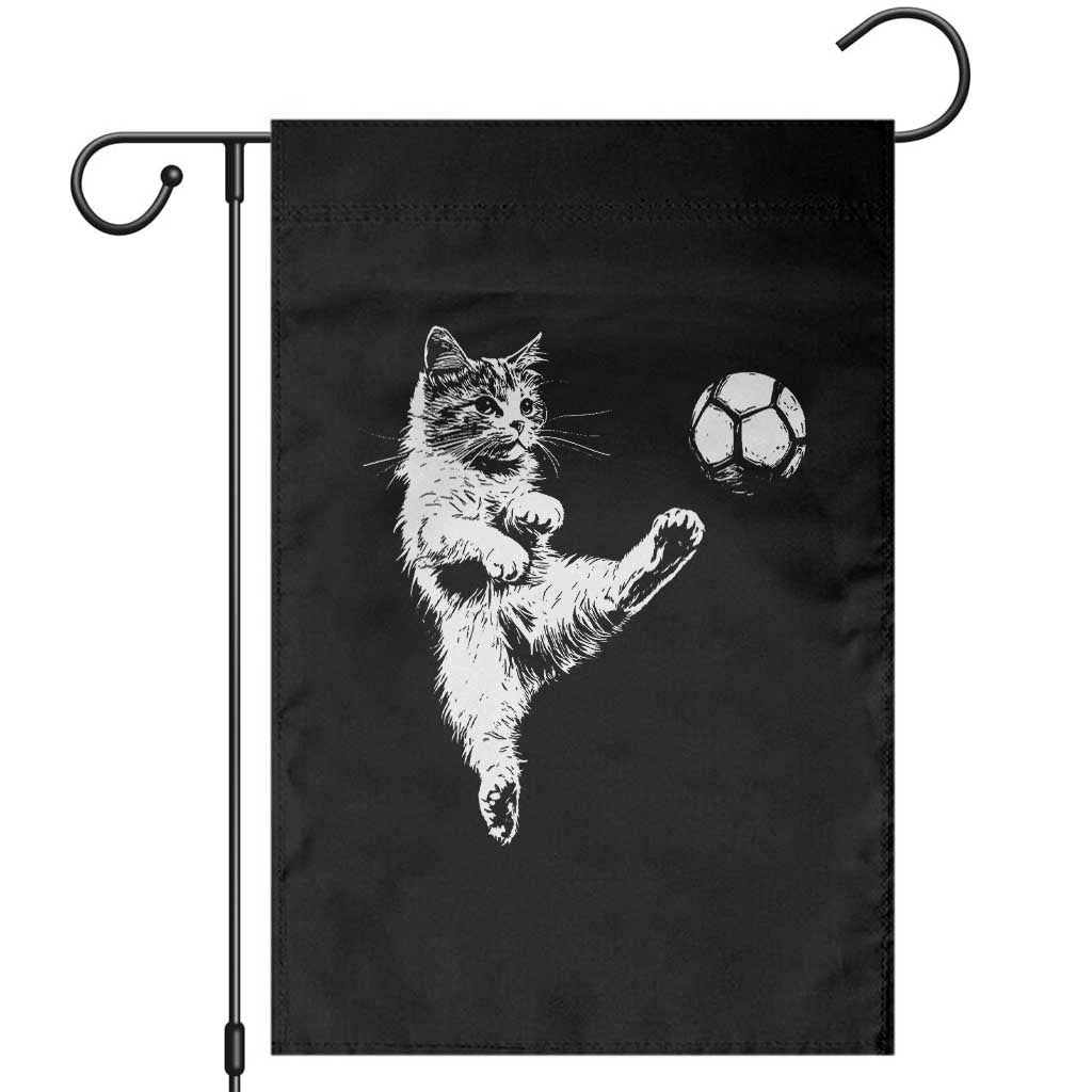 Vintage Sketch Soccer Cat Graphic Garden Flag Kitten Kicking Football Sports Lover TS02 Black Print Your Wear