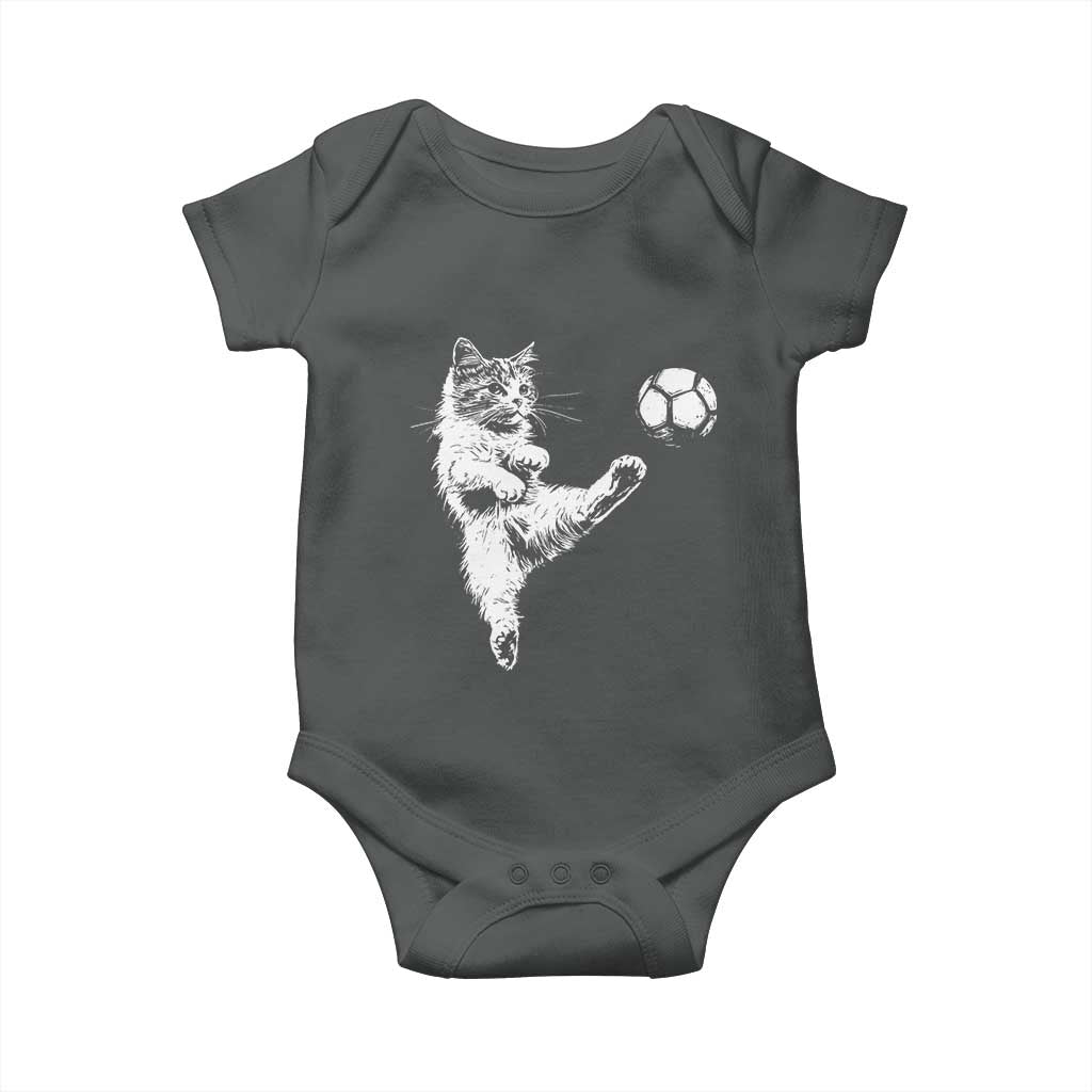 Vintage Sketch Soccer Cat Graphic Baby Onesie Kitten Kicking Football Sports Lover