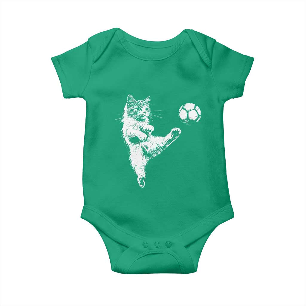 Vintage Sketch Soccer Cat Graphic Baby Onesie Kitten Kicking Football Sports Lover