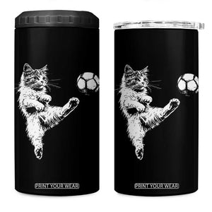 Vintage Sketch Soccer Cat Graphic 4 in 1 Can Cooler Tumbler Kitten Kicking Football Sports Lover