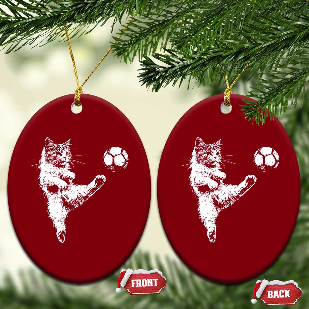 Vintage Sketch Soccer Cat Graphic Ceramic Ornament Kitten Kicking Football Sports Lover TS02 Print Your Wear