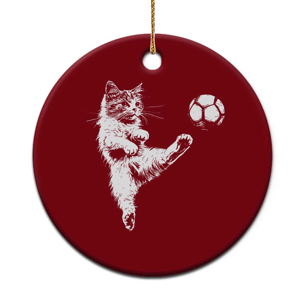 Vintage Sketch Soccer Cat Graphic Ceramic Ornament Kitten Kicking Football Sports Lover TS02 1pc Red Print Your Wear
