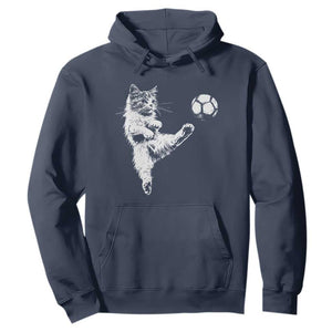 Vintage Sketch Soccer Cat Graphic Hoodie Kitten Kicking Football Sports Lover TS02 Navy Print Your Wear