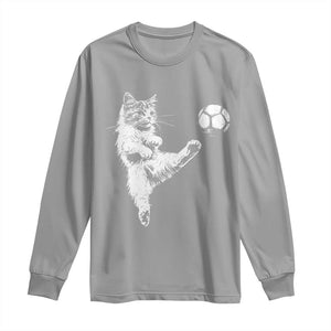 Vintage Sketch Soccer Cat Graphic Long Sleeve Shirt Kitten Kicking Football Sports Lover TS02 Sport Gray Print Your Wear