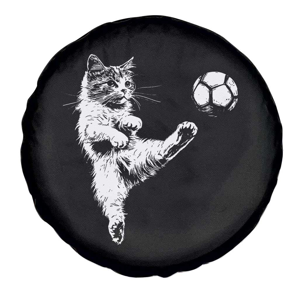Vintage Sketch Soccer Cat Graphic Spare Tire Cover Kitten Kicking Football Sports Lover TS02 Print Your Wear