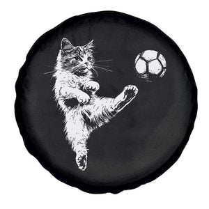 Vintage Sketch Soccer Cat Graphic Spare Tire Cover Kitten Kicking Football Sports Lover TS02 Print Your Wear