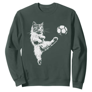 Vintage Sketch Soccer Cat Graphic Sweatshirt Kitten Kicking Football Sports Lover