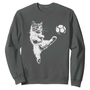 Vintage Sketch Soccer Cat Graphic Sweatshirt Kitten Kicking Football Sports Lover