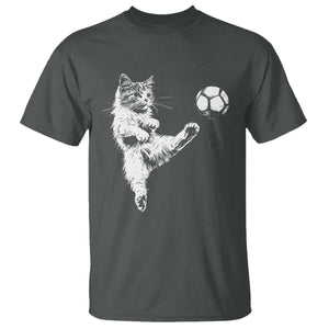 Vintage Sketch Soccer Cat Graphic T Shirt Kitten Kicking Football Sports Lover TS02 Dark Heather Print Your Wear
